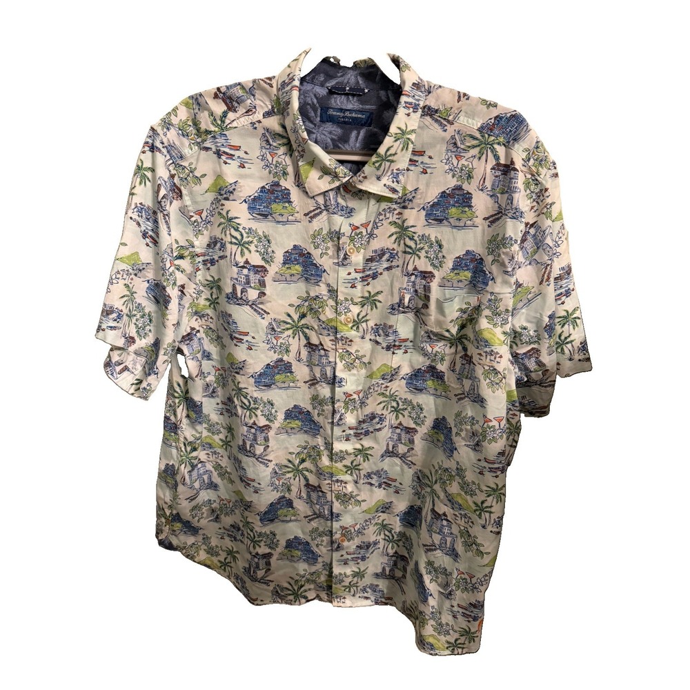Tommy Bahama Tortola Paradise Isle Camp Shirt White ST327130 Mens 2XL NEW